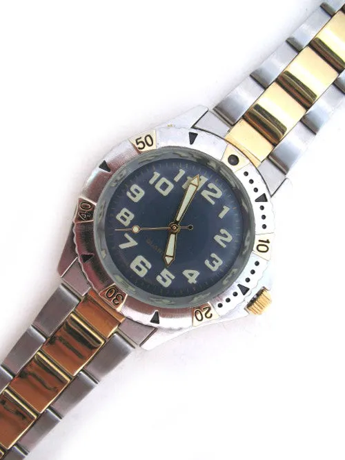 Mens Watches NAVY BLUE Face Dial Wristwatch WATCH For Men Stainless Steel Gold Silver Tone Metal Band