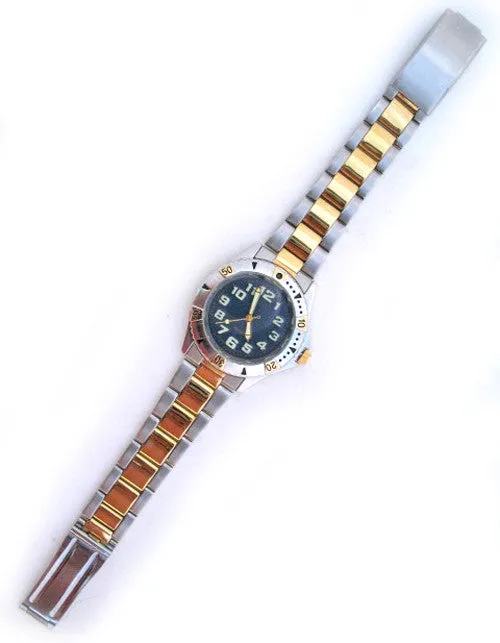 Mens Watches NAVY BLUE Face Dial Wristwatch WATCH For Men Stainless Steel Gold Silver Tone Metal Band