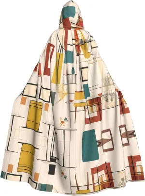 Mid Century Modern Prints Halloween Adult Hooded Cloak for Costume Parties and Theme Events