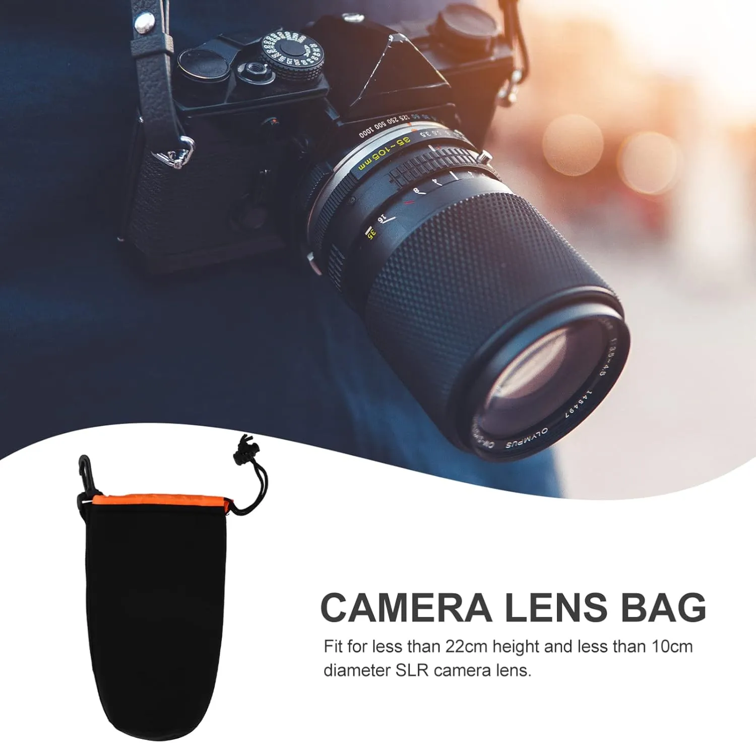 Mobestech 2pcs Professional DSLR Camera Lens Pouch Neoprene Bag Buckle Safe Transport for Camera Lens Water Resistant Case