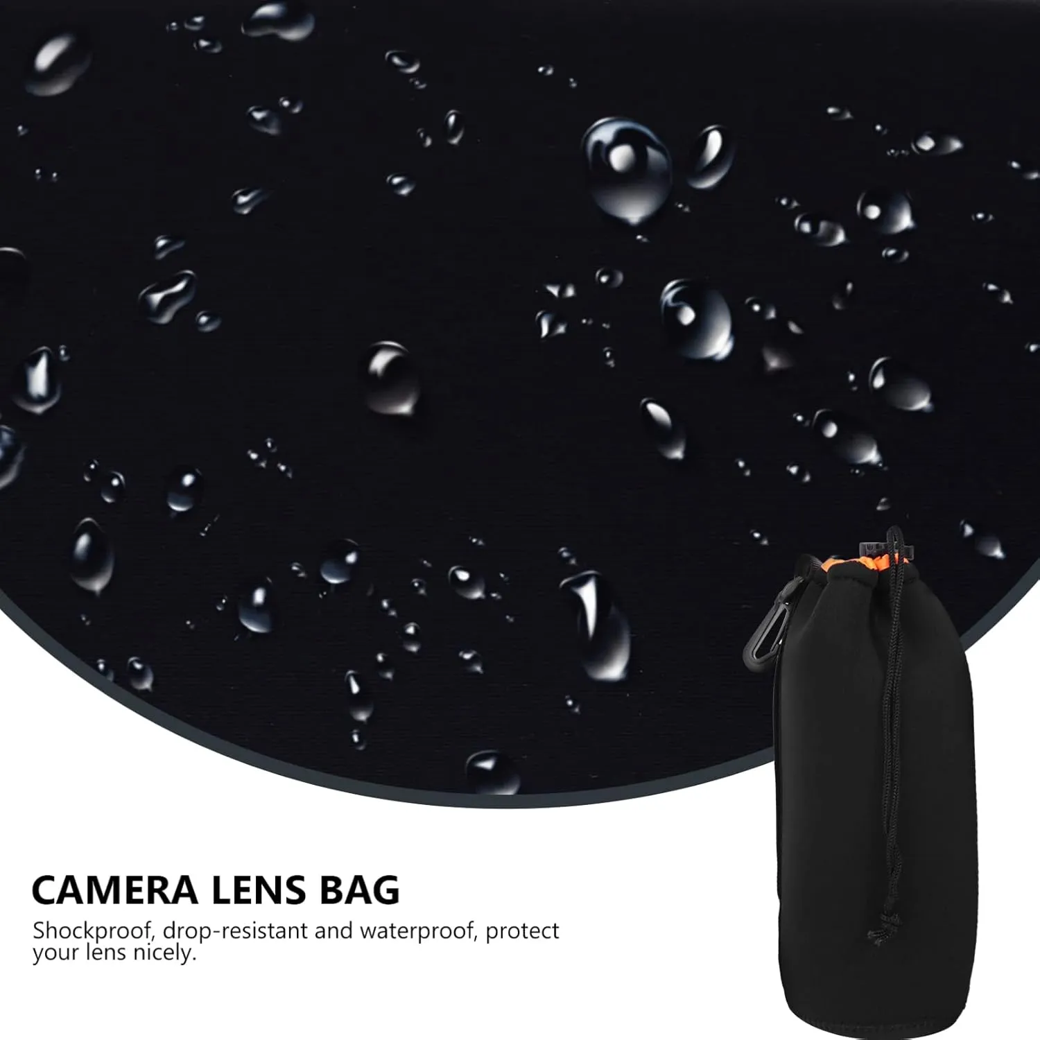 Mobestech 2pcs Professional DSLR Camera Lens Pouch Neoprene Bag Buckle Safe Transport for Camera Lens Water Resistant Case