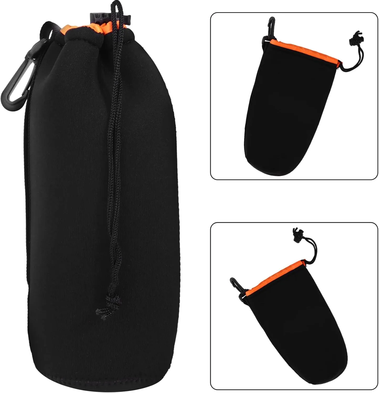 Mobestech 2pcs Professional DSLR Camera Lens Pouch Neoprene Bag Buckle Safe Transport for Camera Lens Water Resistant Case