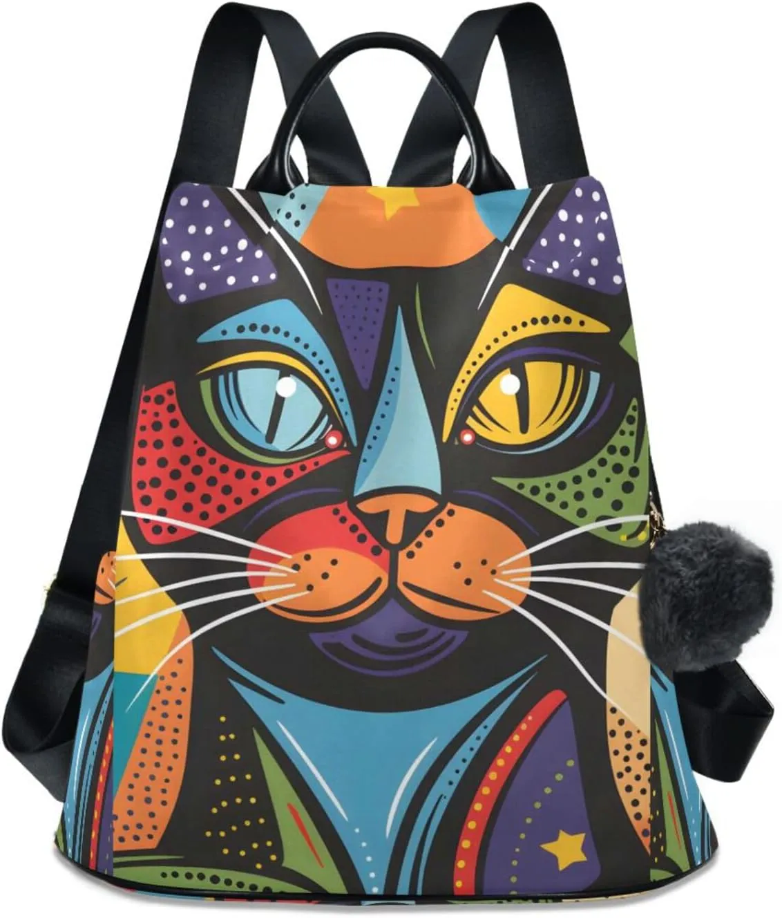 Modern Art Cat Star Backpack for Women Anti Theft Large Fashion Travel Shoulder Bag Purse Rucksack Lightweight