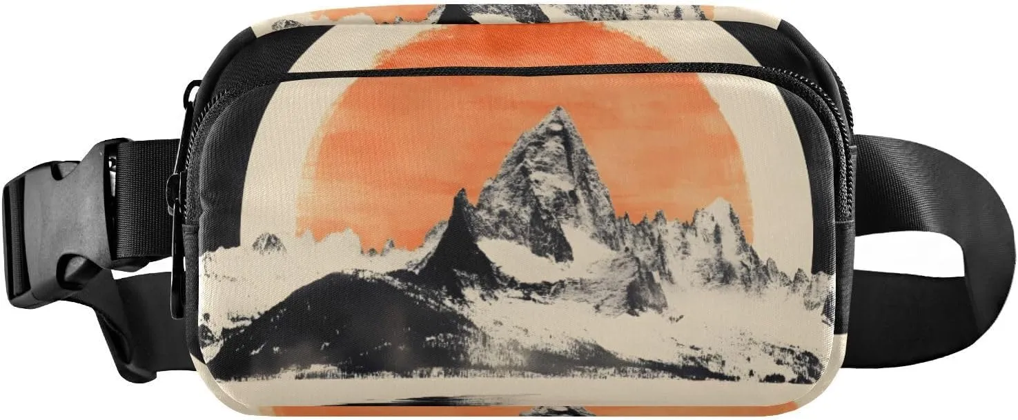 Modern Art Mountain Fanny Packs for Women Men, Water Resistant Waist Pack Sling Bag Purse for Travel Hiking