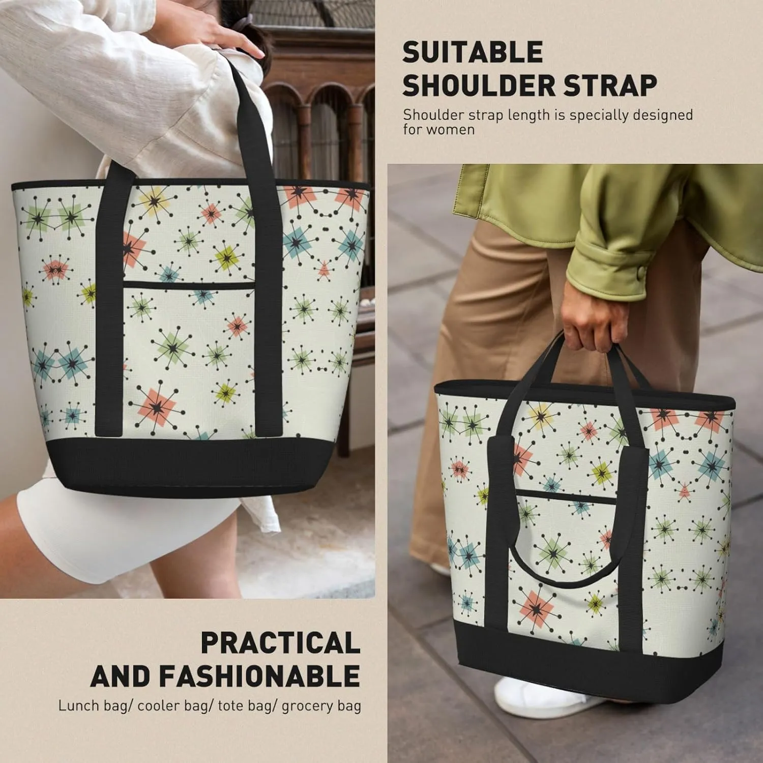 Modern Thermal insulation cooling bag female beach bag with adjustable shoulder strap,suitable for adults