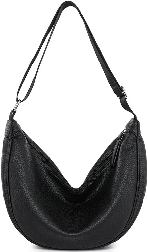 Molodo Crossbody Bags for Women Soft PU Leather Crescent Shoulder Bag Casual Hobo Bag Purses for Work Travel
