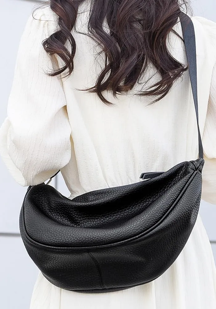 Molodo Crossbody Bags for Women Soft PU Leather Crescent Shoulder Bag Casual Hobo Bag Purses for Work Travel