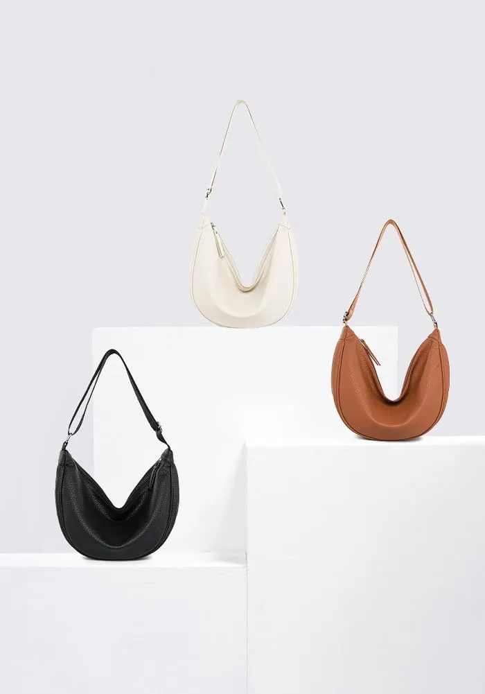 Molodo Crossbody Bags for Women Soft PU Leather Crescent Shoulder Bag Casual Hobo Bag Purses for Work Travel