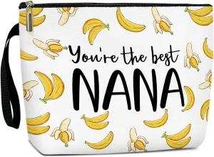 Nana Gifts Cosmetic Bag, Grandma Birthday Gifts Grandmother Gifts Thanksgiving Gifts Funny Banana Makeup Bag, Christmas Gifts for Gigi Nana Zipper Pouch /01
