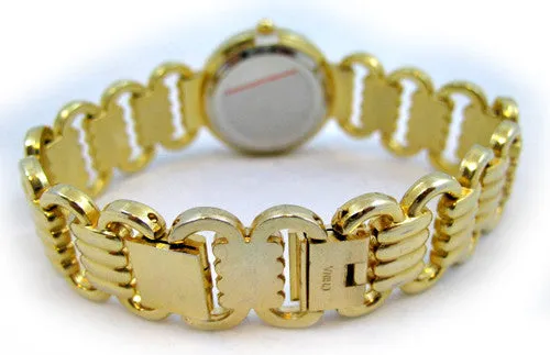 NEW Womens Watches FIGARO Gold Tone Simulated Diamond Stones Mother of Pearl Bracelet Ladies WATCH For Women