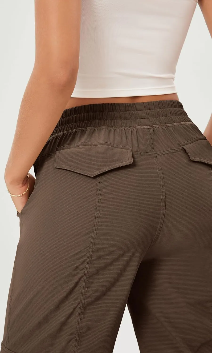 ODODOS Stretch Woven Relaxed Cargo Pants for Women Cinchable Hems Lightweight Casual Sweatpants with Pockets