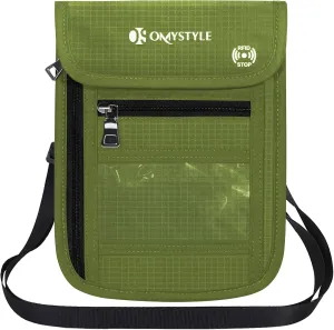 OMYSTYLE Neck Wallet, RFID Passport Holder for Travel, Adjustable Neck Strap, Waterproof Neck Pouch for Men & Women to Keep Cash, Credit Cards and Documents Safe, Green (8x6)