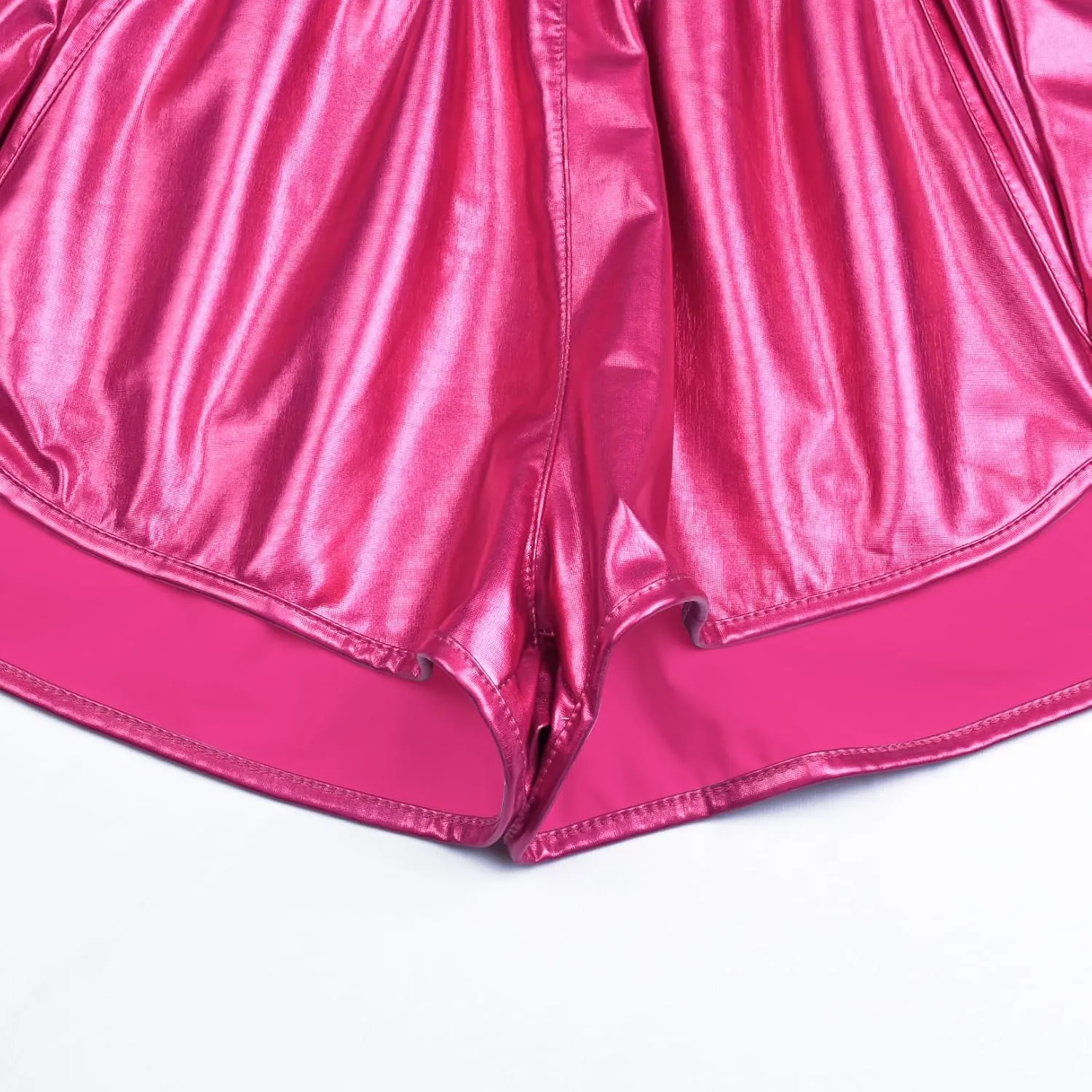 Perfashion Women's Metallic Shiny Shorts Sparkly Hot Yoga Outfit