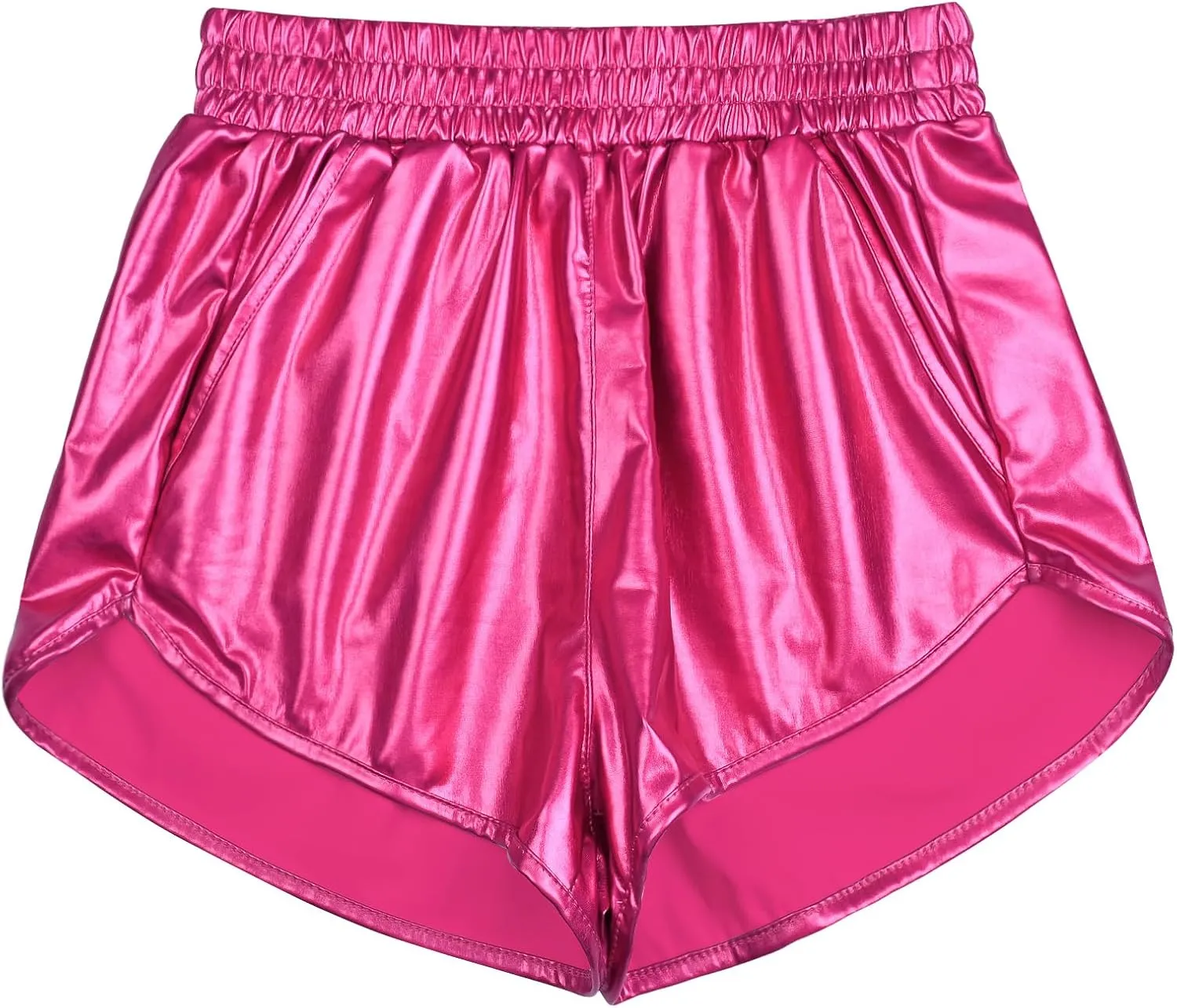 Perfashion Women's Metallic Shiny Shorts Sparkly Hot Yoga Outfit