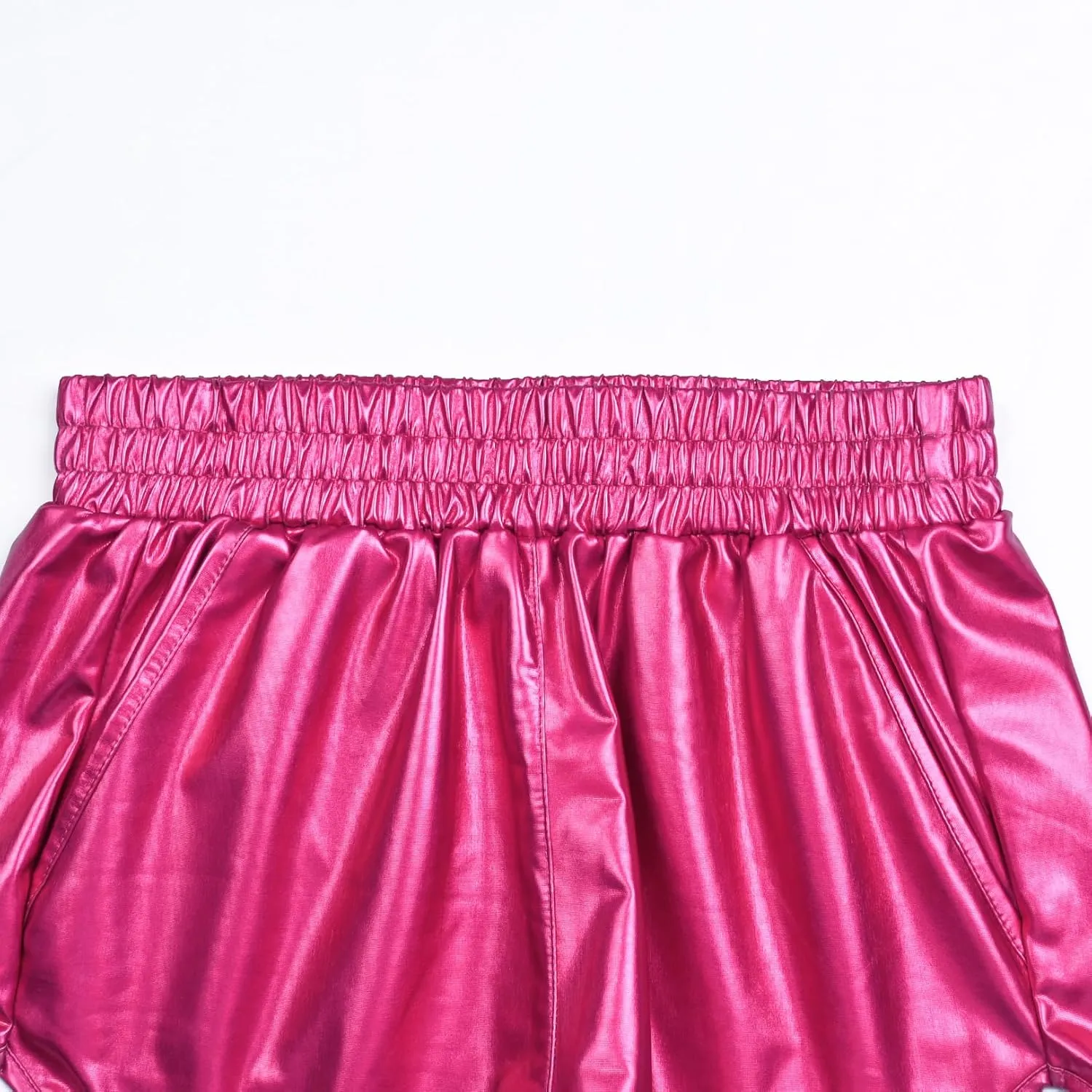 Perfashion Women's Metallic Shiny Shorts Sparkly Hot Yoga Outfit