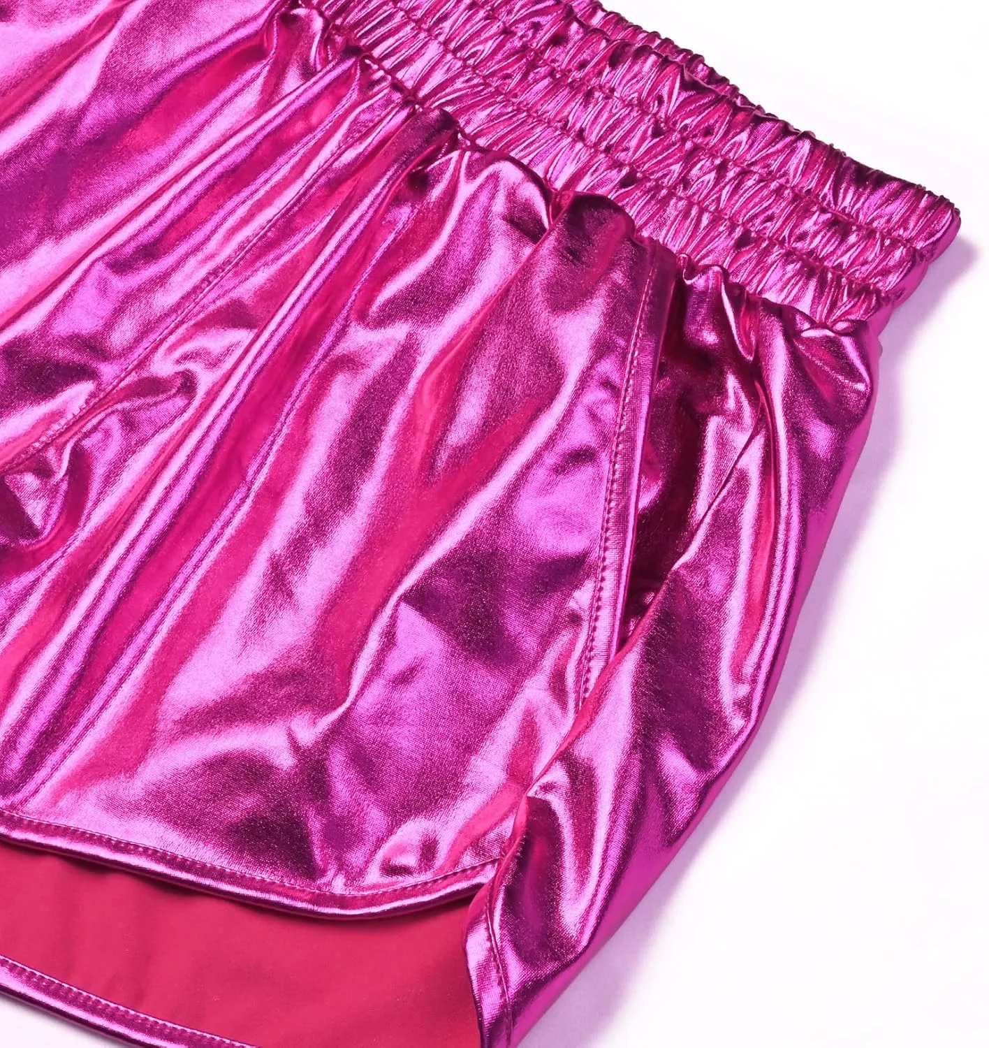 Perfashion Women's Metallic Shiny Shorts Sparkly Hot Yoga Outfit