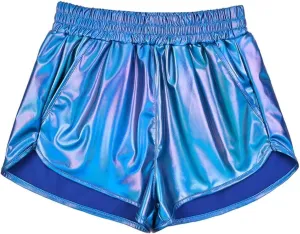 Perfashion Women's Metallic Shiny Shorts Sparkly Hot Yoga Outfit