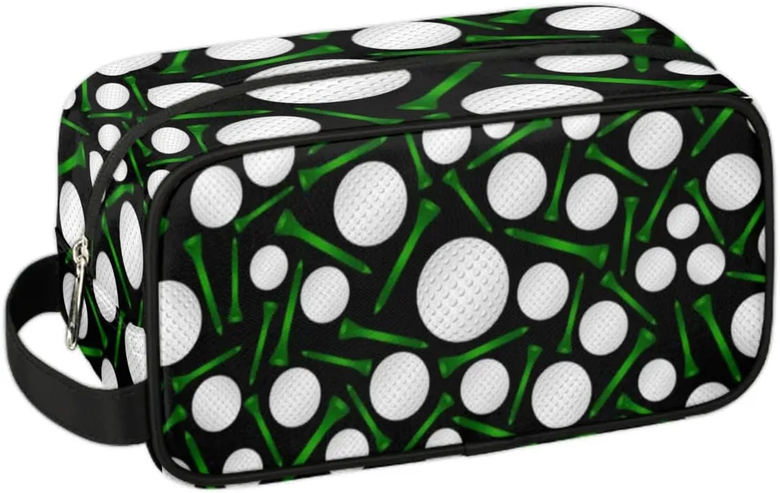 Personalized Gift Travel Makeup Bag for Man Boy Girl Women, Custom Cosmetic Bag Shaving Bag Make Up Bag Organizer Toiletry Bag for Christmas Birthday Black Golf Balls