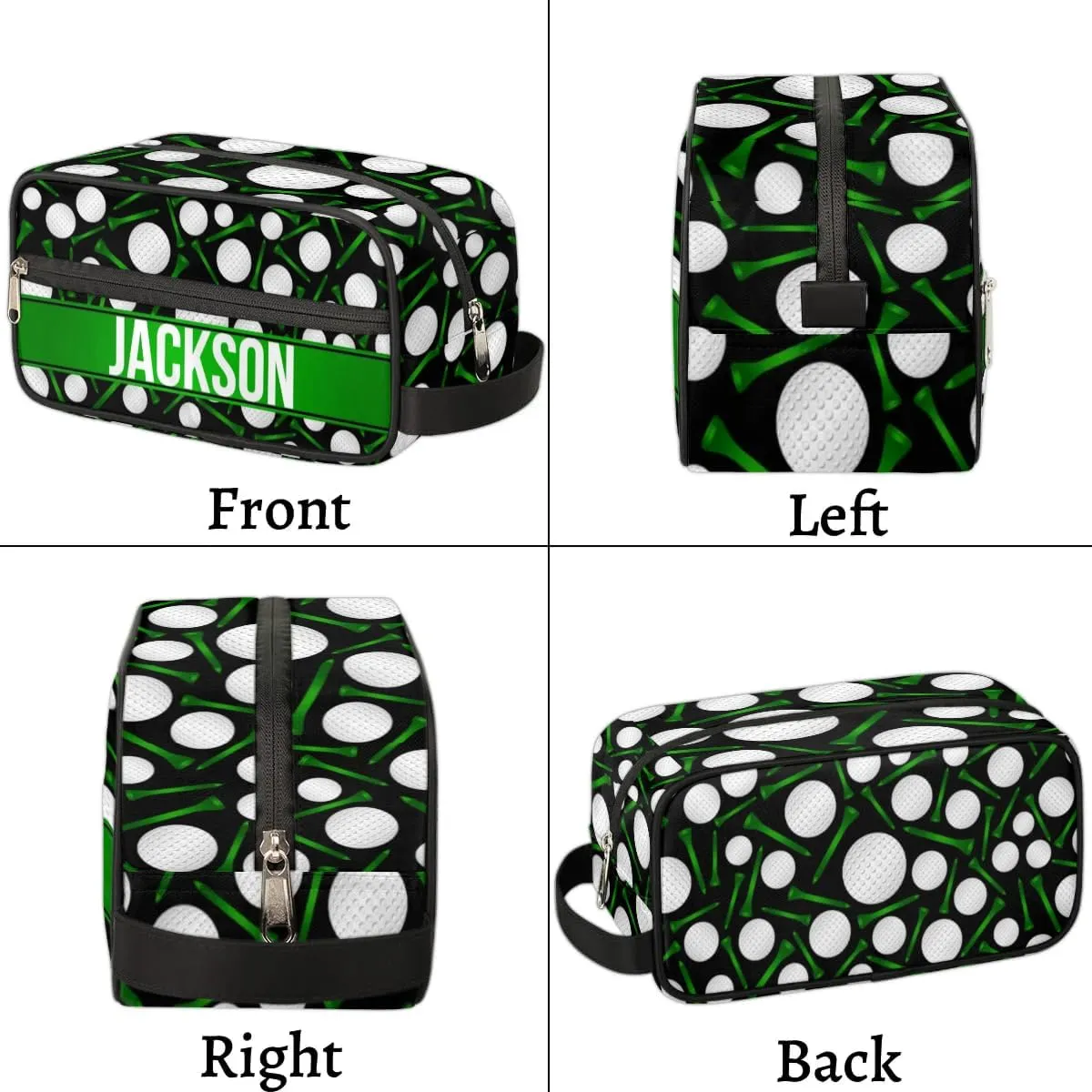 Personalized Gift Travel Makeup Bag for Man Boy Girl Women, Custom Cosmetic Bag Shaving Bag Make Up Bag Organizer Toiletry Bag for Christmas Birthday Black Golf Balls