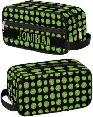 Personalized Gift Travel Makeup Bag for Man Boy Girl Women, Custom Cosmetic Bag Shaving Bag Make Up Bag Organizer Toiletry Bag for Christmas Birthday Tennis Balls Pattern