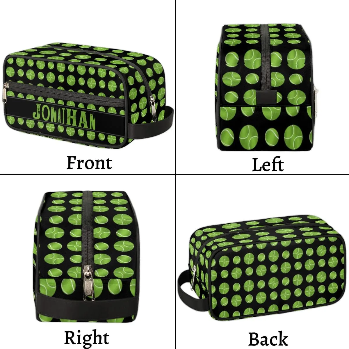 Personalized Gift Travel Makeup Bag for Man Boy Girl Women, Custom Cosmetic Bag Shaving Bag Make Up Bag Organizer Toiletry Bag for Christmas Birthday Tennis Balls Pattern
