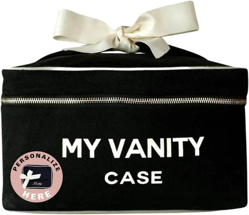 Personalized Makeup Bag for Women | Cosmetic Bag Organizer for Girls with Monogramming | Makeup Pouch for Traveling | Toiletry Bags for Women | Make Up Travel Pouches | Black