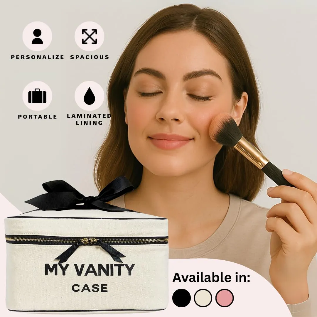 Personalized Makeup Bag for Women | Cosmetic Bag Organizer for Girls with Monogramming | Makeup Pouch for Traveling | Toiletry Bags for Women | Make Up Travel Pouches | Cream