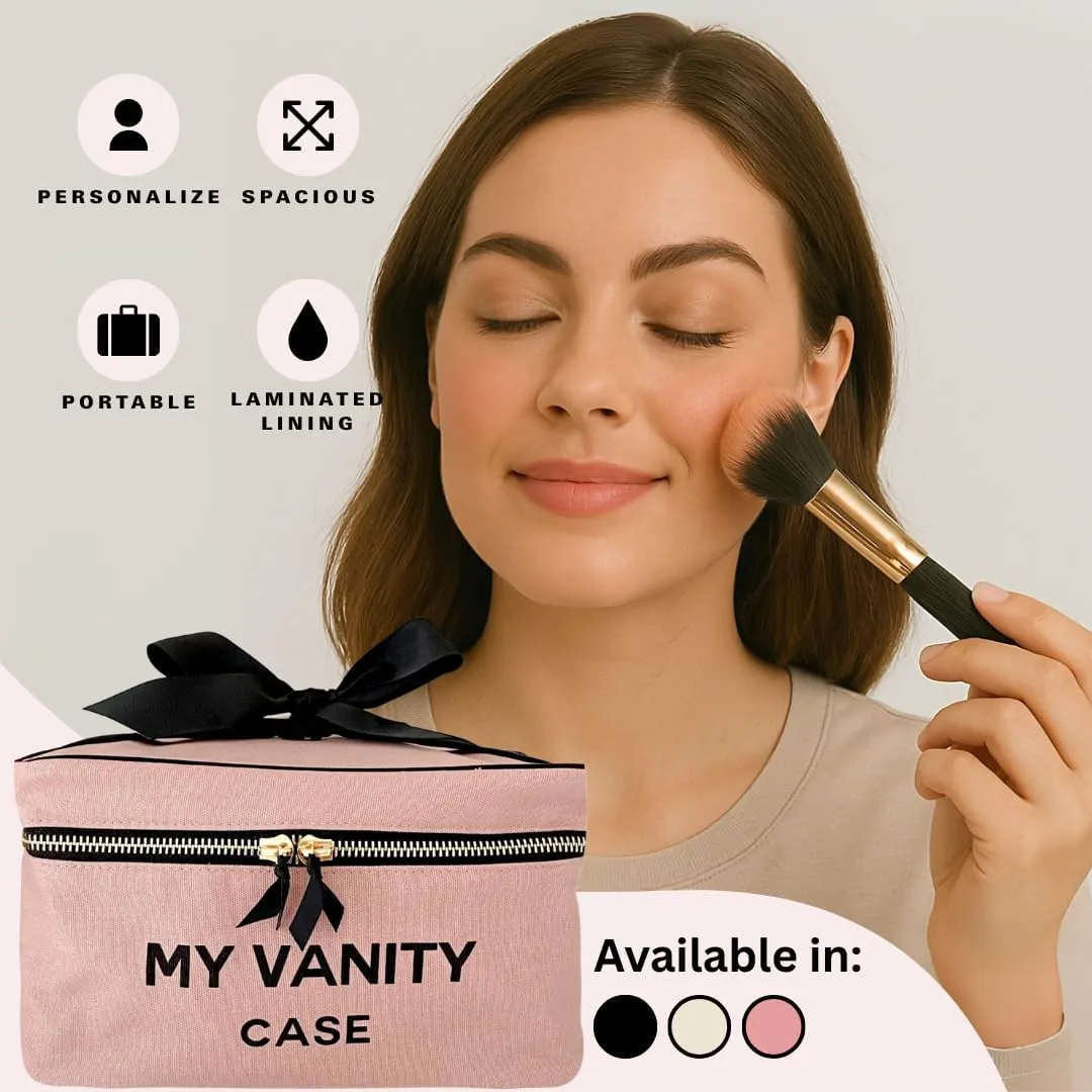 Personalized Makeup Bag for Women | Cosmetic Bag Organizer for Girls with Monogramming | Makeup Pouch for Traveling | Toiletry Bags for Women | Make Up Travel Pouches | Pink/Blush