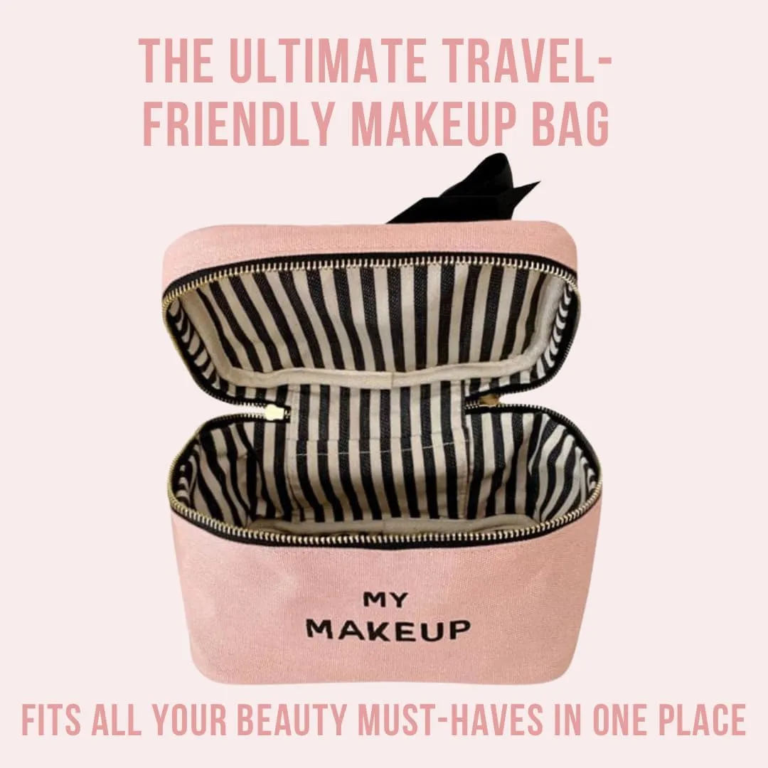 Personalized Makeup Bag for Women | Cosmetic Bag Organizer for Girls with Monogramming | Makeup Pouch for Traveling | Toiletry Bags for Women | Make Up Travel Pouches | Pink/Blush