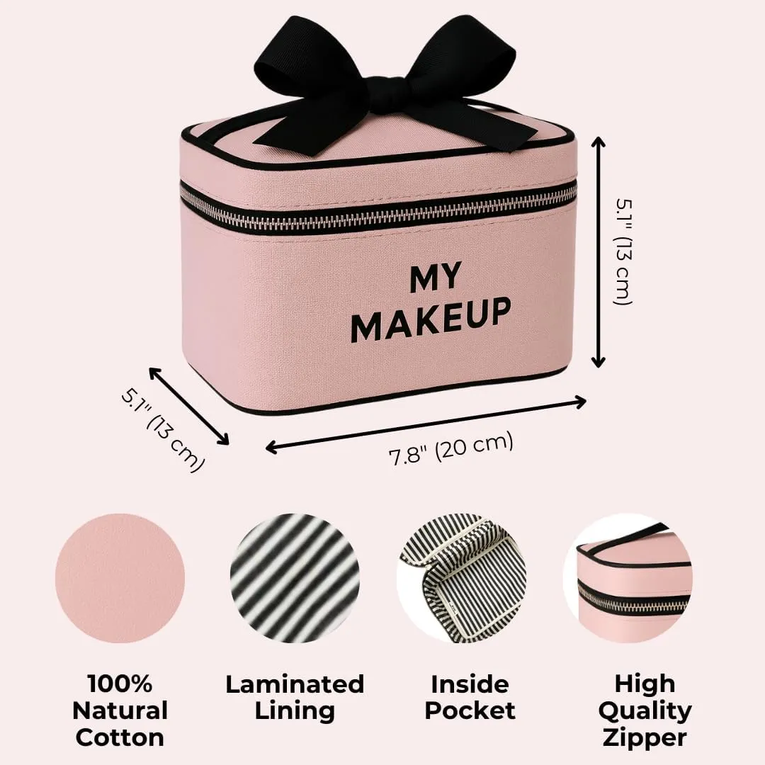 Personalized Makeup Bag for Women | Cosmetic Bag Organizer for Girls with Monogramming | Makeup Pouch for Traveling | Toiletry Bags for Women | Make Up Travel Pouches | Pink/Blush