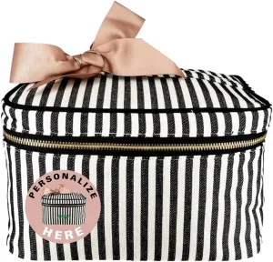 Personalized Makeup Bag for Women | Cosmetic Bag Organizer for Girls with Monogramming | Makeup Pouch for Traveling | Toiletry Bags for Women | Make Up Travel Pouches | Striped