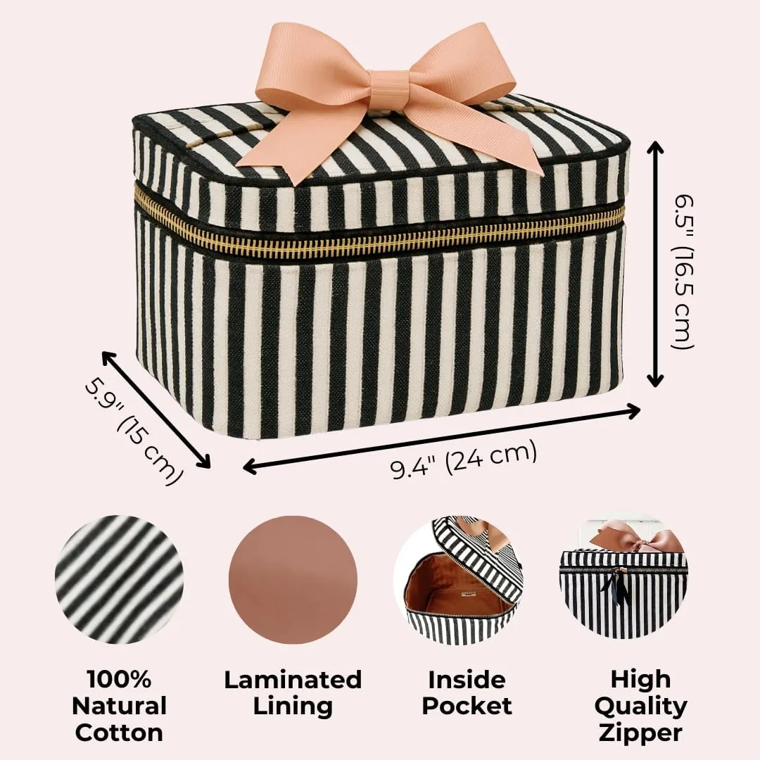 Personalized Makeup Bag for Women | Cosmetic Bag Organizer for Girls with Monogramming | Makeup Pouch for Traveling | Toiletry Bags for Women | Make Up Travel Pouches | Striped