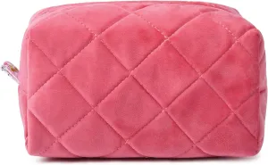 Pink Makeup Bag Terry Quilted Cosmetic Bag Puffy Coquette Makeup pouch Aesthetic Cotton Travel Toiletry Bag Organizer Makeup Brushes Storage Bag for Women