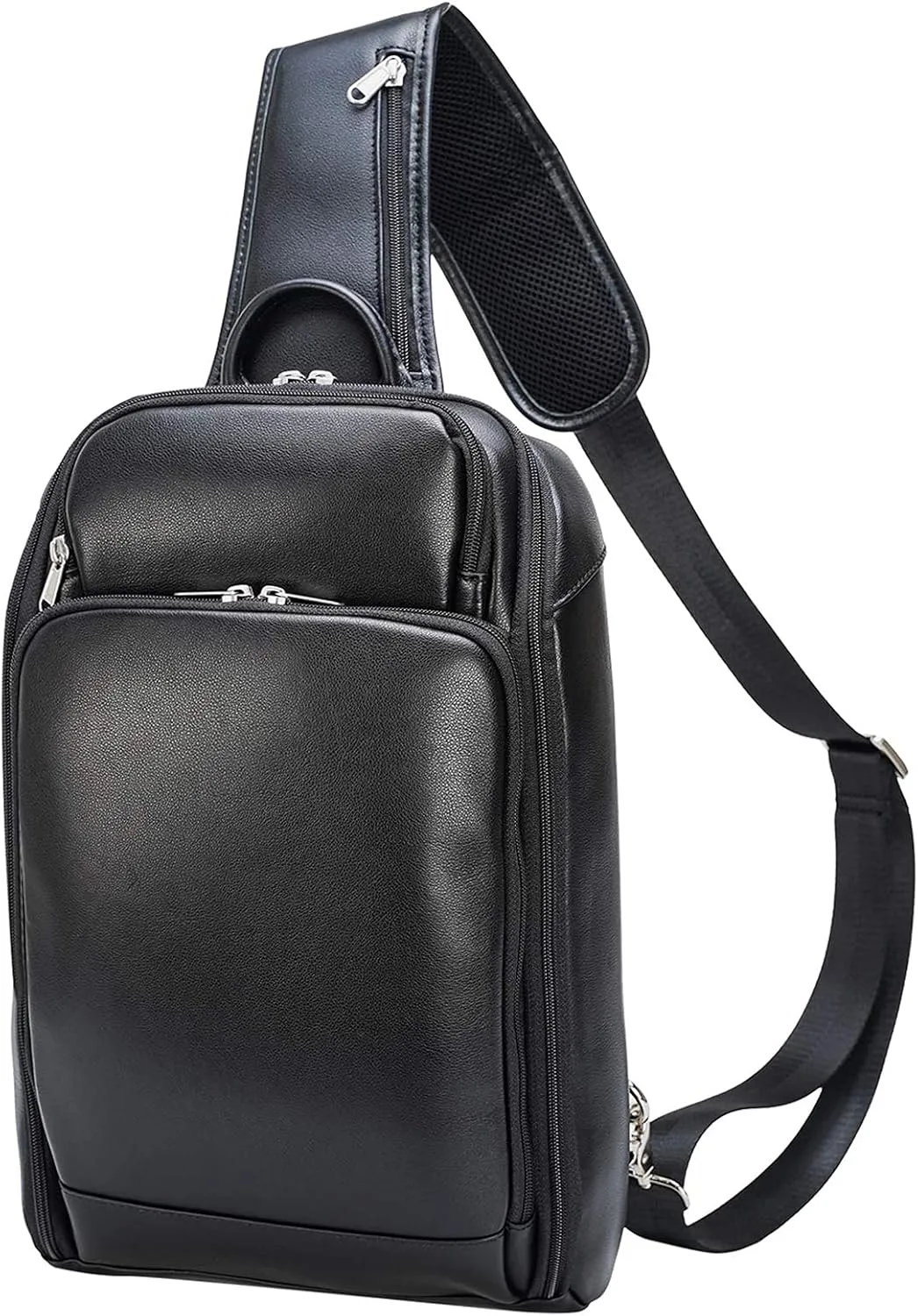 Polare Modern Style Sling Shoulder Bag Mens Travel/Hiking Daypack with Full Grain Italian Leather and YKK Zippers
