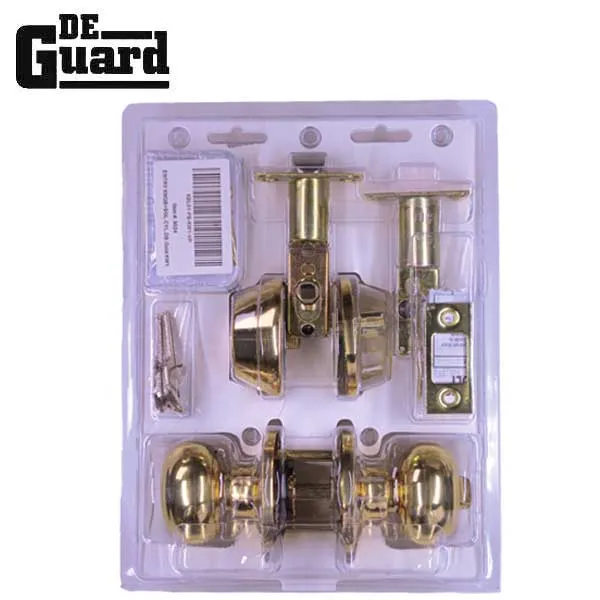 Premium Combo Lockset - Polished Brass - Entrance - Retail Packaging - KW1/SC1 - Grade 3