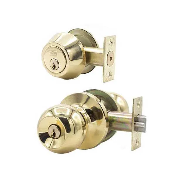 Premium Combo Lockset - Polished Brass - Entrance - Retail Packaging - KW1/SC1 - Grade 3