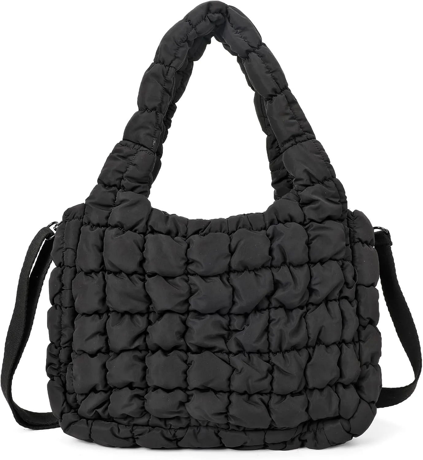 Puffer Tote Bag for Women Quilted Tote Bag Crossbody Carryall Bag Soft Puffy Hobo Handbag Puff Purse