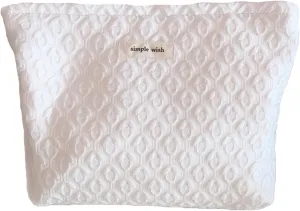 Pure White Makeup Bag Noble Floral Cosmetic Bag Cotton Toiletry Organizer Bag Portable Travel Bag Cute Pouch Case Make Up Bag for Women