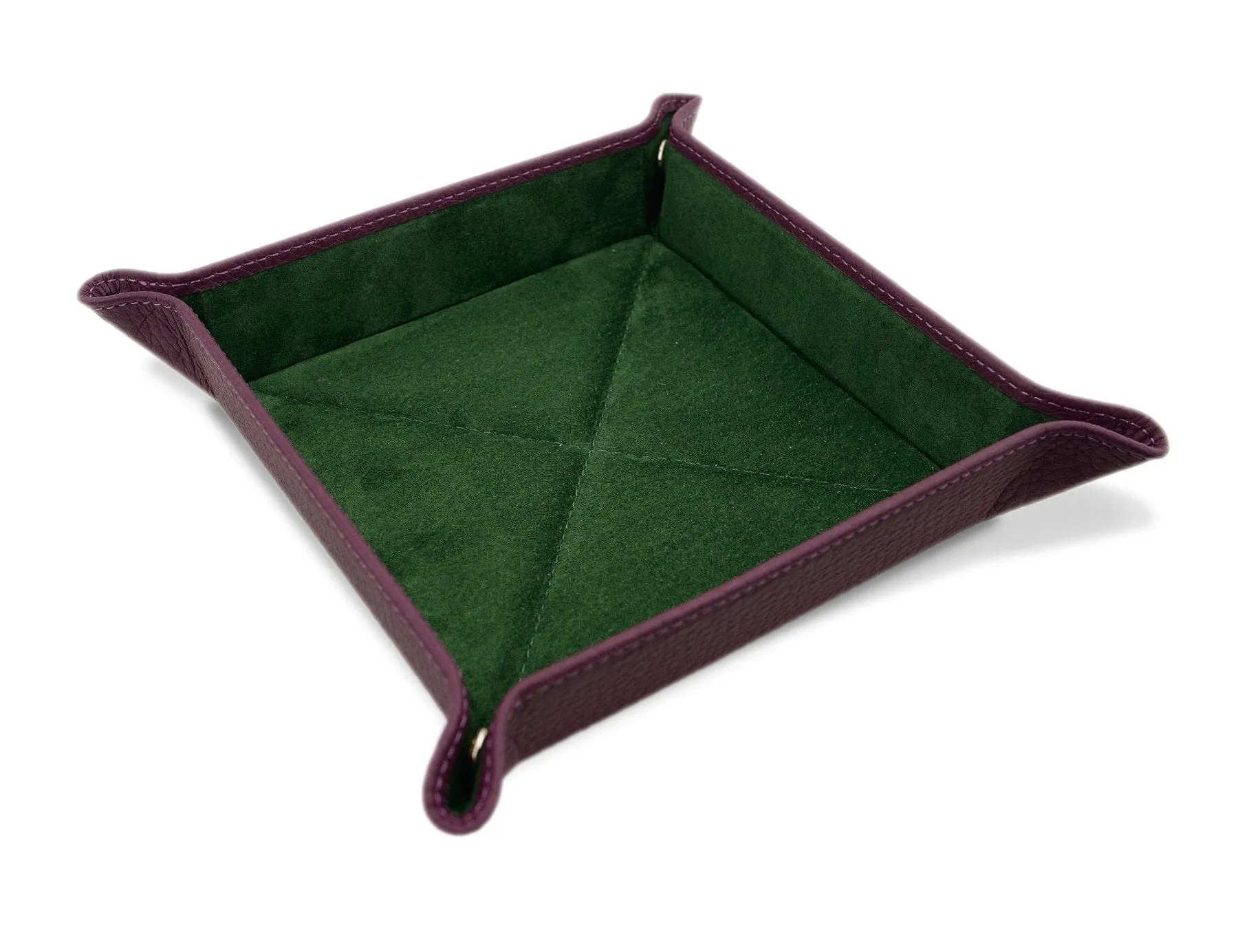 Purple Leather & Dark Green Suede Small Travel Tray