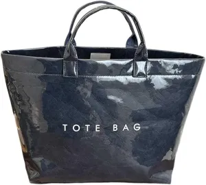PVC Tote Bag for Women Large Kraft Paper Tote Bag Trendy Letter Print Tote Bag Clear Top Handle Hobo Handbag