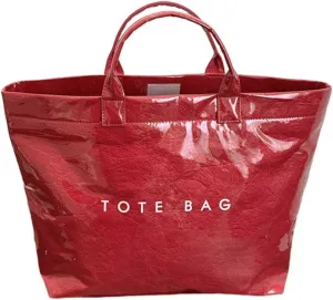 PVC Tote Bag for Women Large Kraft Paper Tote Bag Trendy Letter Print Tote Bag Clear Top Handle Hobo Handbag