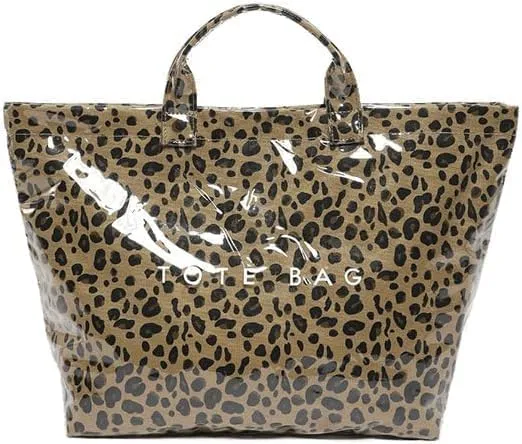PVC Tote Bags for Women, Womens Letter Print Tote Bag Large, Clear PVC Carry All Bag, Cheetah Print Bag for Women