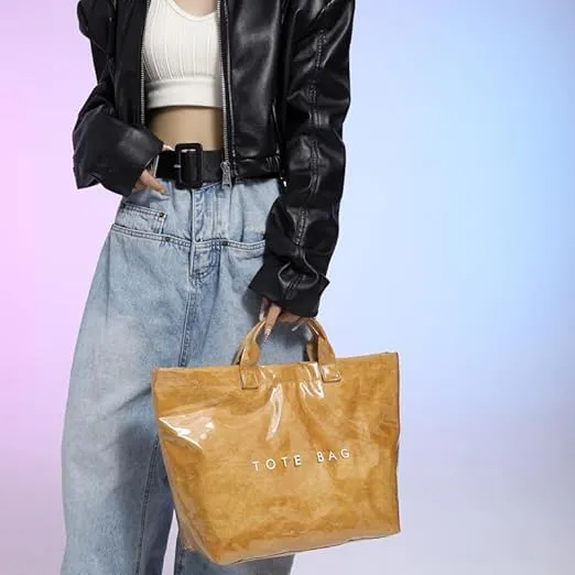PVC Tote Bags for Women, Womens Letter Print Tote Bag Large, Clear PVC Carry All Bag, Cheetah Print Bag for Women