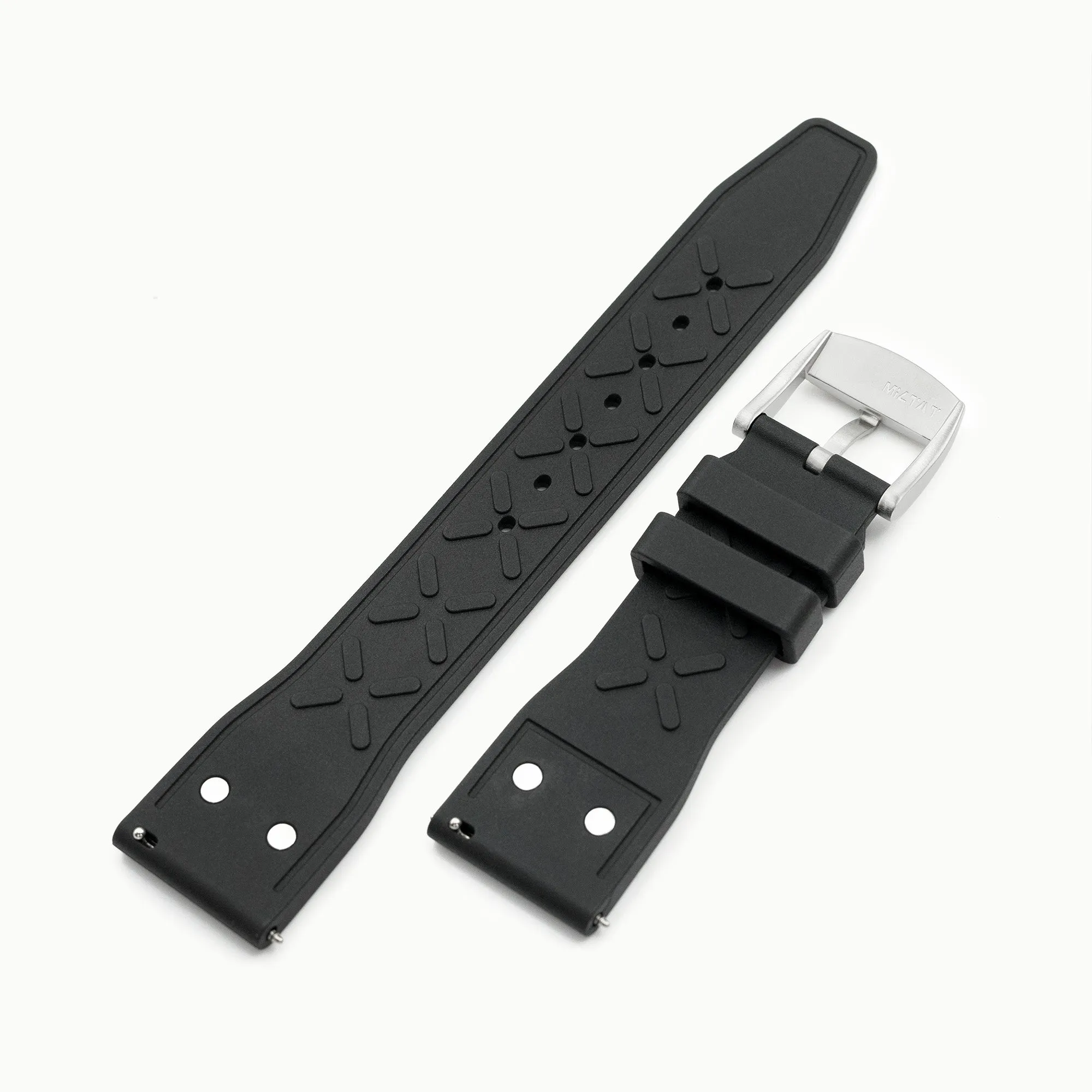Quick Release Black Rivet Pilot FKM rubber watch strap