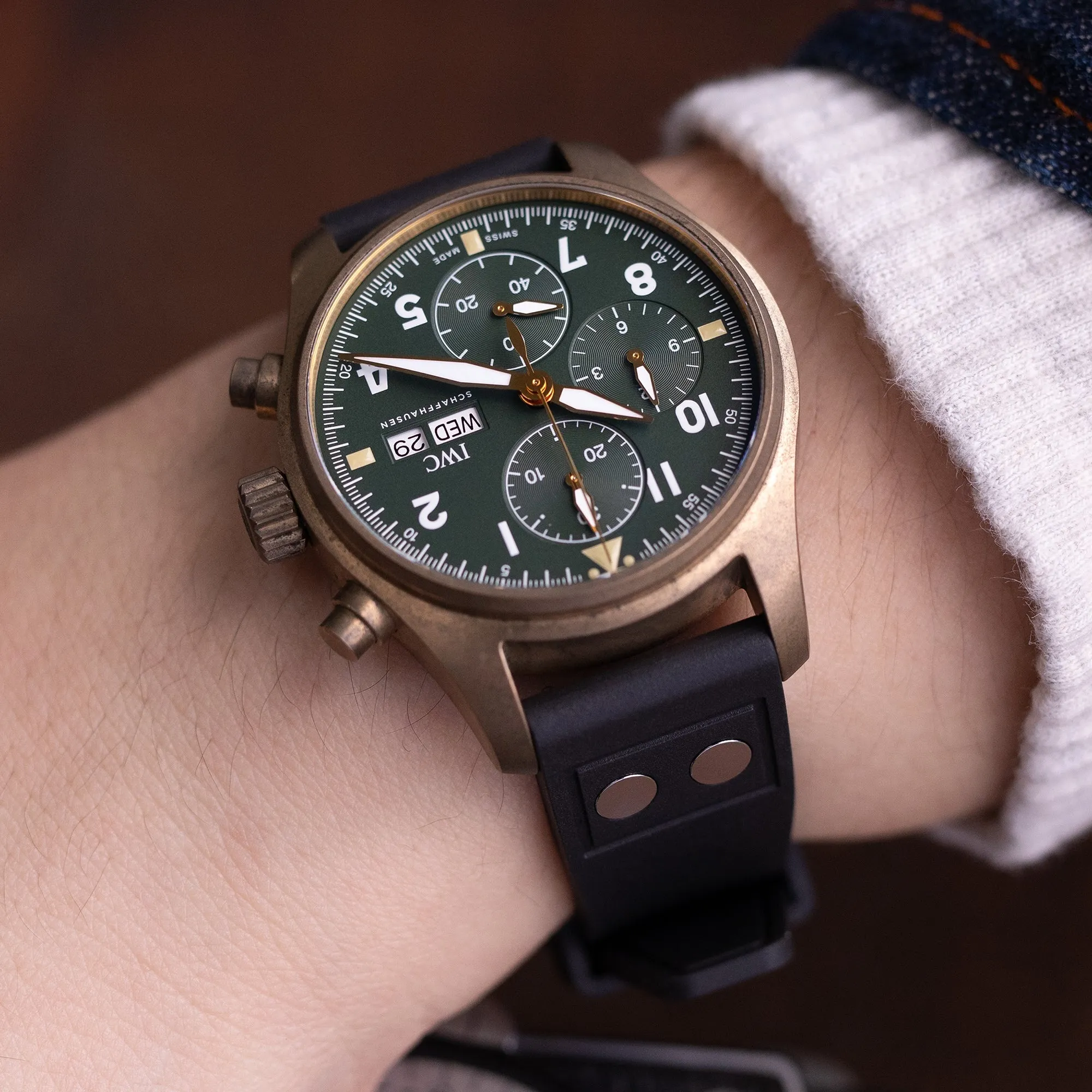 Quick Release Black Rivet Pilot FKM rubber watch strap