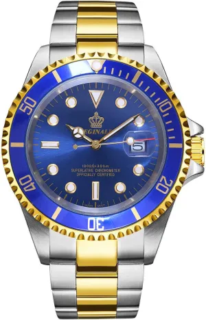 Reginald Men Watch Rotatable Bezel Waterproof Sapphire Stainless Steel Date Quartz Black Watches