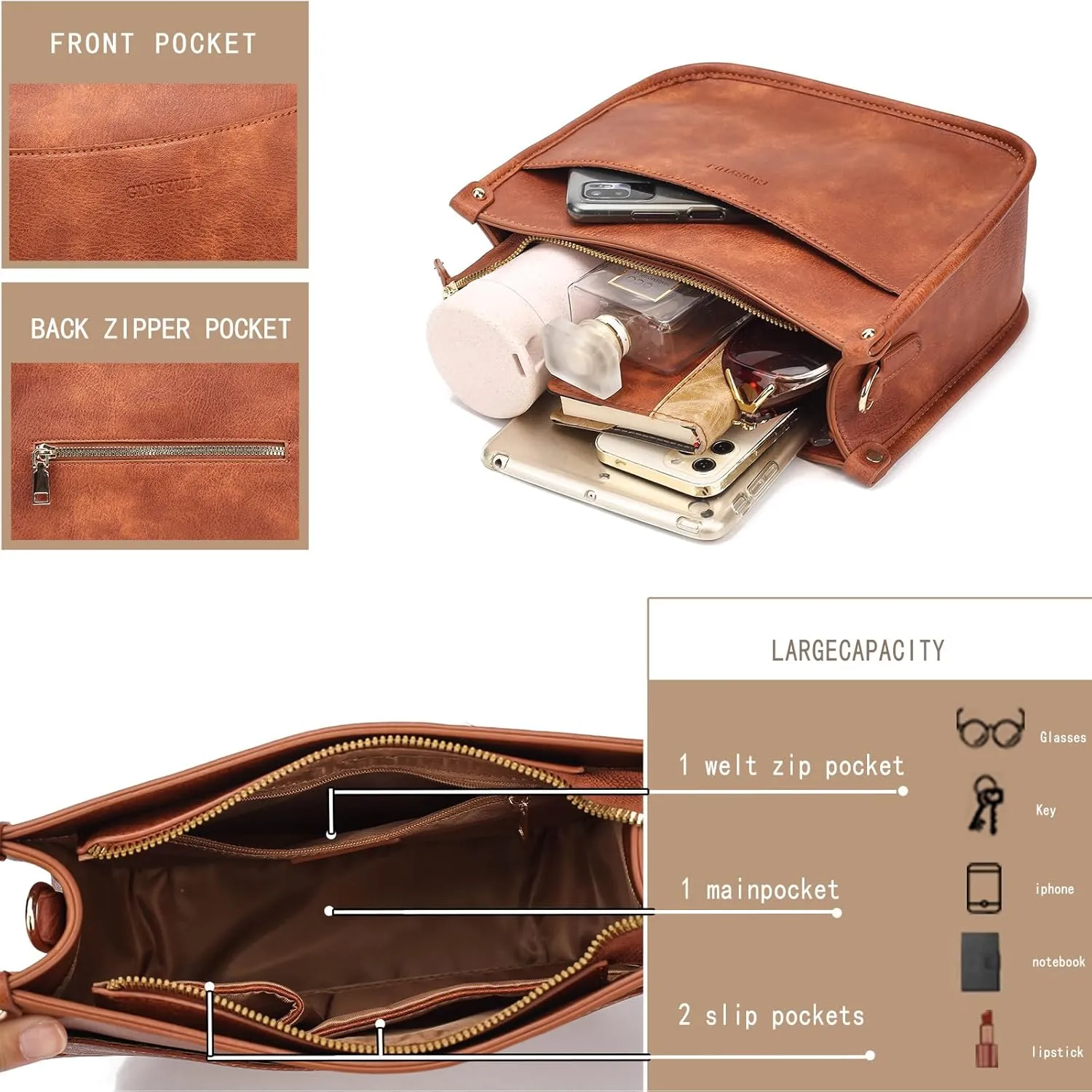 Retro women's single shoulder handbag Purse,for Women Vegan Leather Shoulder Handbag Soft Work Shopper Crossbody Satchel