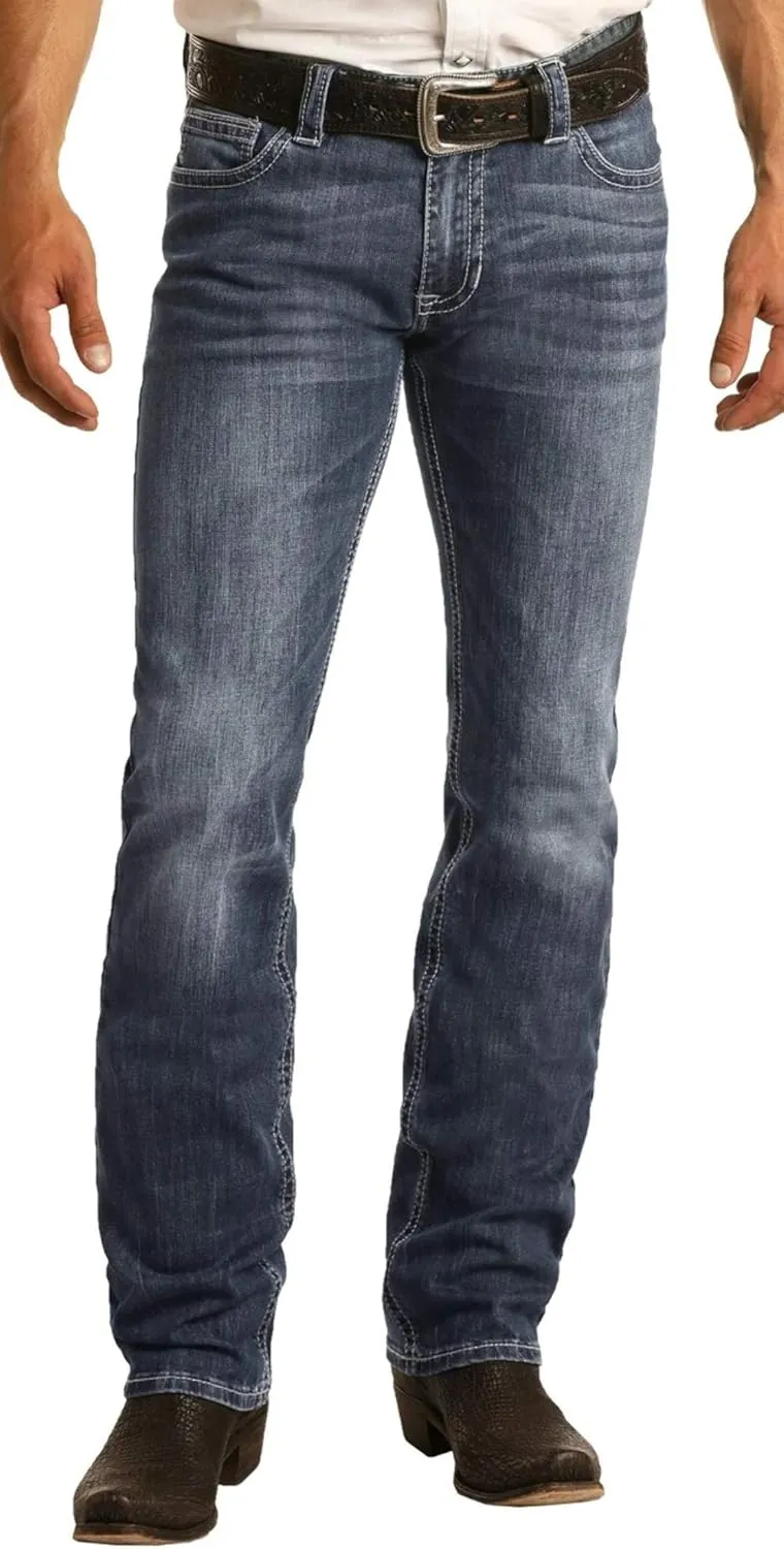 Rock & Roll Denim Relaxed Fit Straight Bootcut Jeans #M0S1437