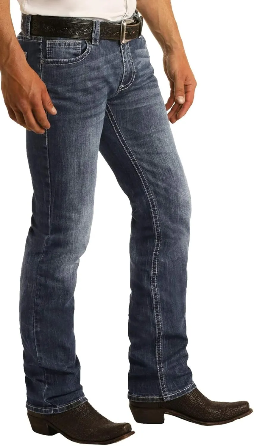 Rock & Roll Denim Relaxed Fit Straight Bootcut Jeans #M0S1437
