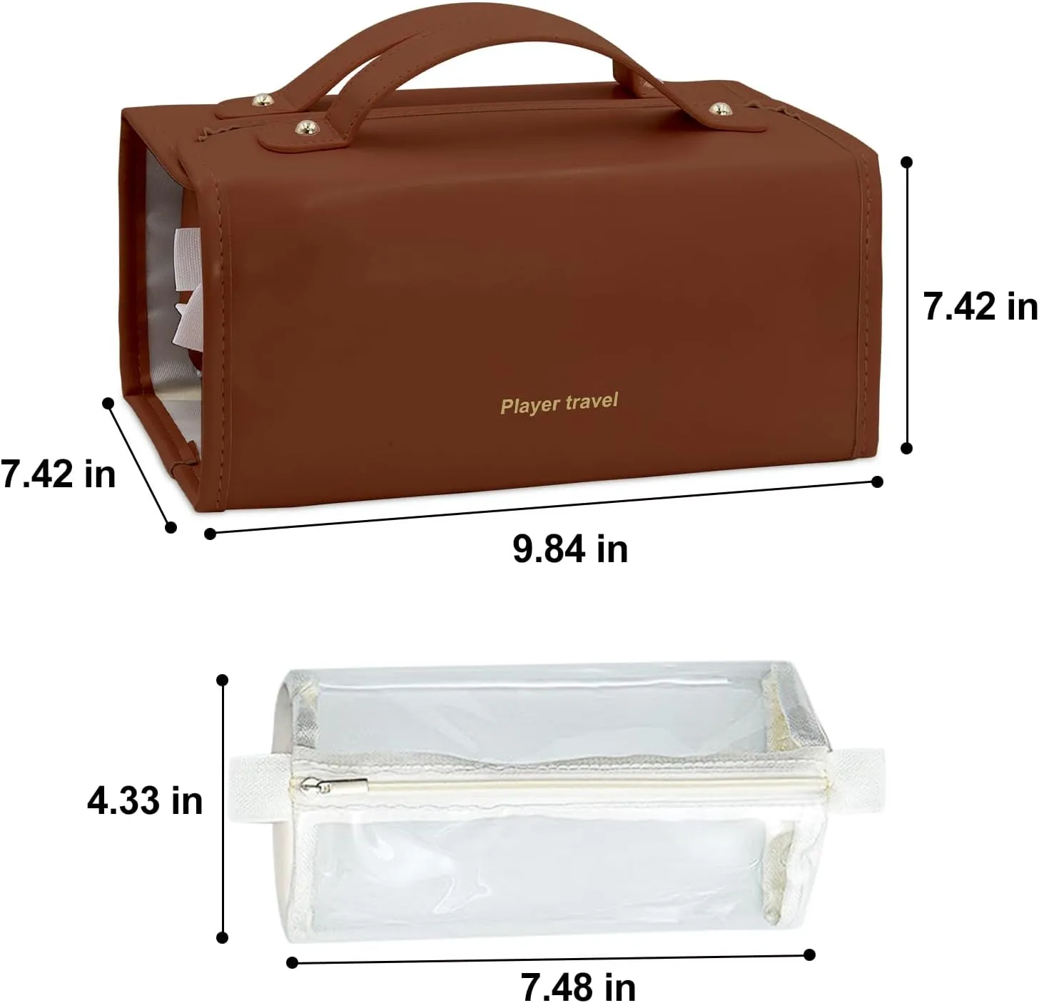 Roll up Makeup Bag, Travel Toiletry Bag, Multi-compartment Transparent Cosmetic Bag, Portable Waterproof Detachable Hanging Toiletry Bag.